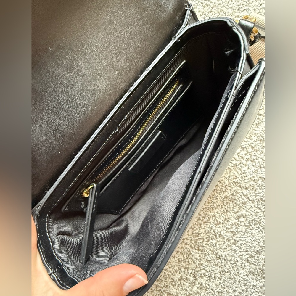 Zara Black Shoulder Bag Claw Carabiner Canvas Strap - Picture 9 of 11